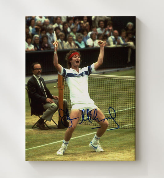 John McEnroe - Wimbledon Celebration Pose Vintage Tennis Wall Art - 8x10 Beveled Frame