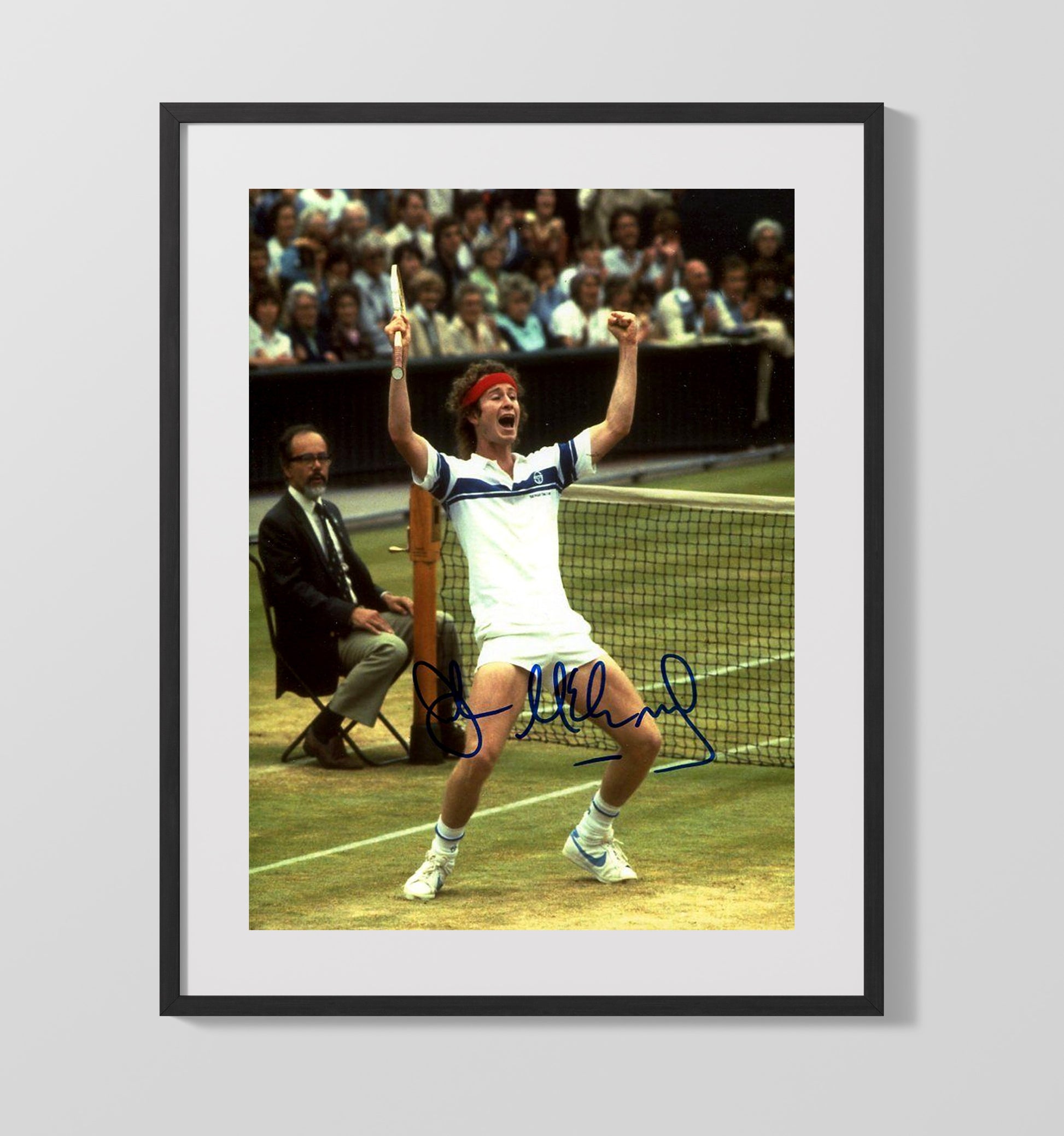 John McEnroe - Wimbledon Celebration Pose Tennis Wall Art 16x20 Gallery Frame wall art print – Tennis Wall Art decor