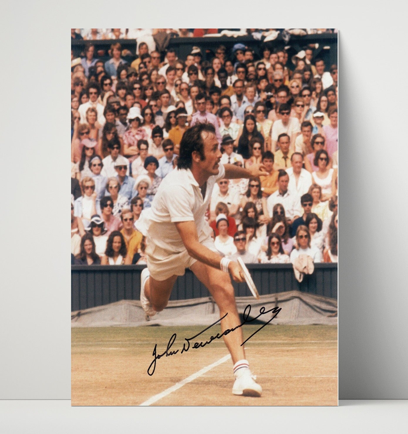 John Newcombe - Wimbledon Action Shot Vintage Tennis Wall Art - 16x20 Unframed Print
