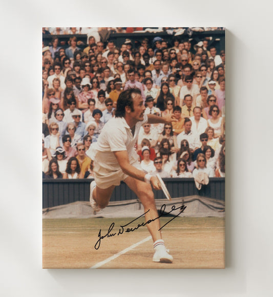 John Newcombe - Wimbledon Action Shot Vintage Tennis Wall Art - 8x10 Beveled Frame