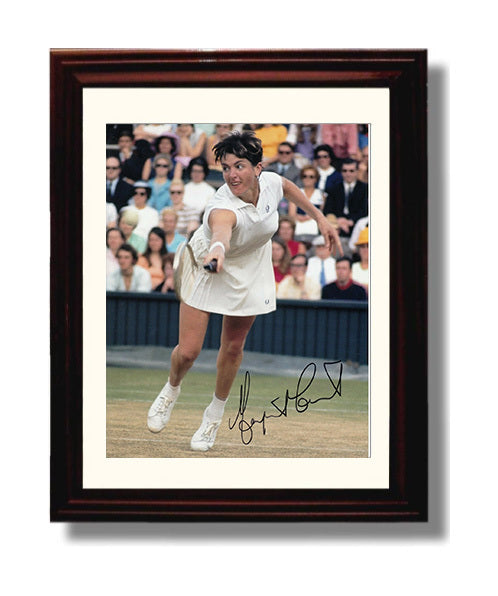 Margaret Court - Wimbledon Forehand Action Tennis Wall Art 8x10 Beveled Frame wall art print – Tennis Wall Art decor