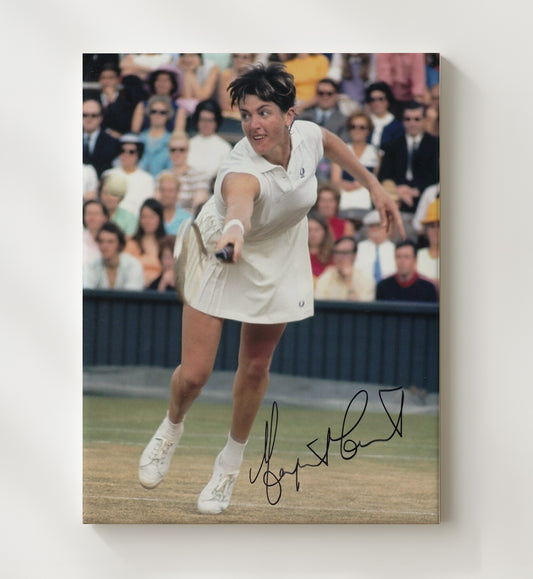Margaret Court - Wimbledon Forehand Action Vintage Tennis Wall Art - 8x10 Beveled Frame