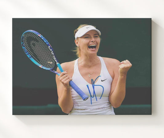 Maria Sharapova - Celebration Fist Pump Vintage Tennis Wall Art - 8x10 Beveled Frame