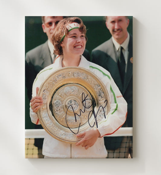 Martina Hingis - Grand Slam Trophy Pose Vintage Tennis Wall Art - 8x10 Beveled Frame