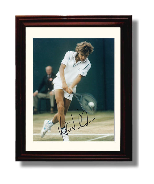 Mats Wilander - Baseline Forehand Drive Tennis Wall Art 8x10 Beveled Frame wall art print – Tennis Wall Art decor