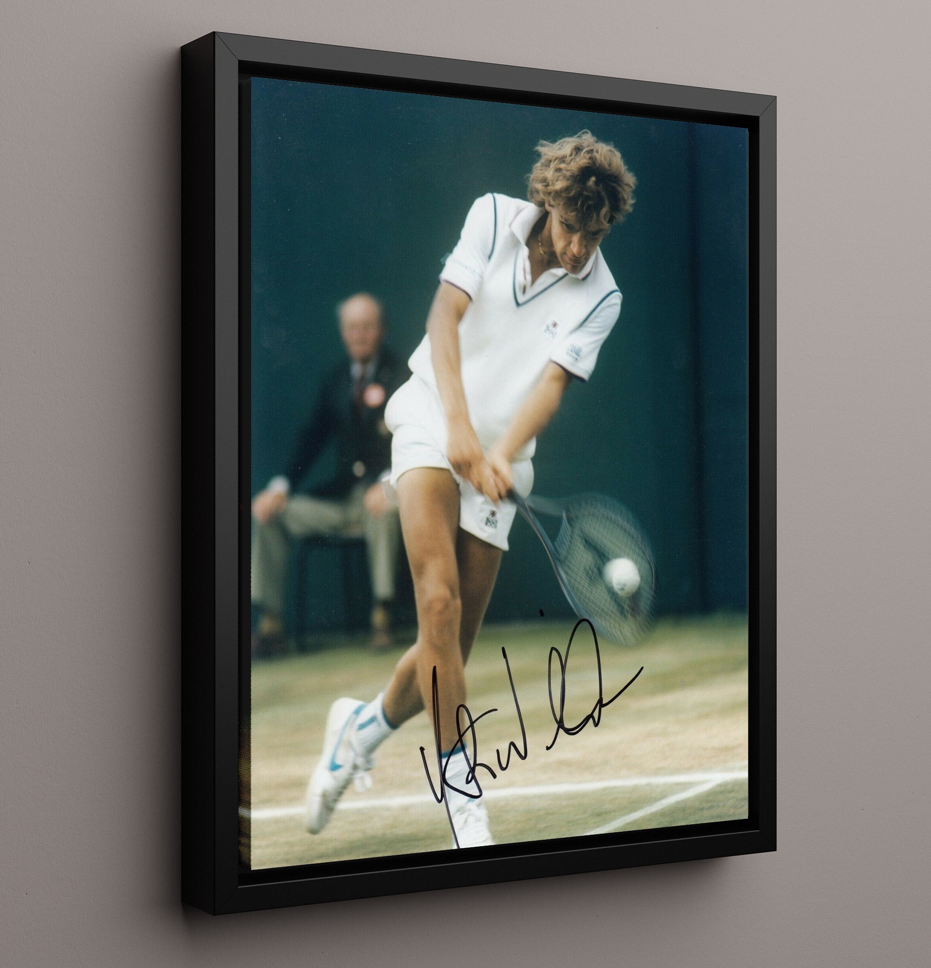 Mats Wilander - Baseline Forehand Drive Vintage Tennis Wall Art - 16x20 Framed Canvas