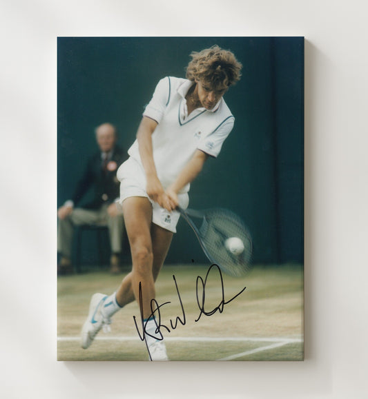 Mats Wilander - Baseline Forehand Drive Vintage Tennis Wall Art - 8x10 Beveled Frame