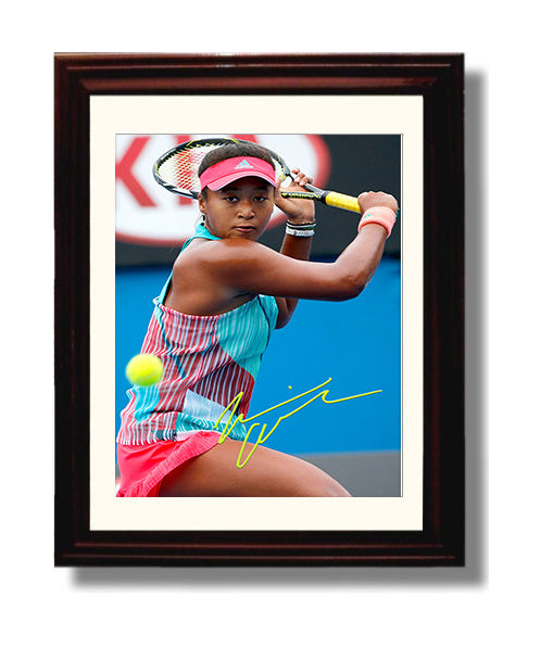 Naomi Osaka - Focused Backhand Stance Tennis Wall Art 8x10 Beveled Frame wall art print – Tennis Wall Art decor