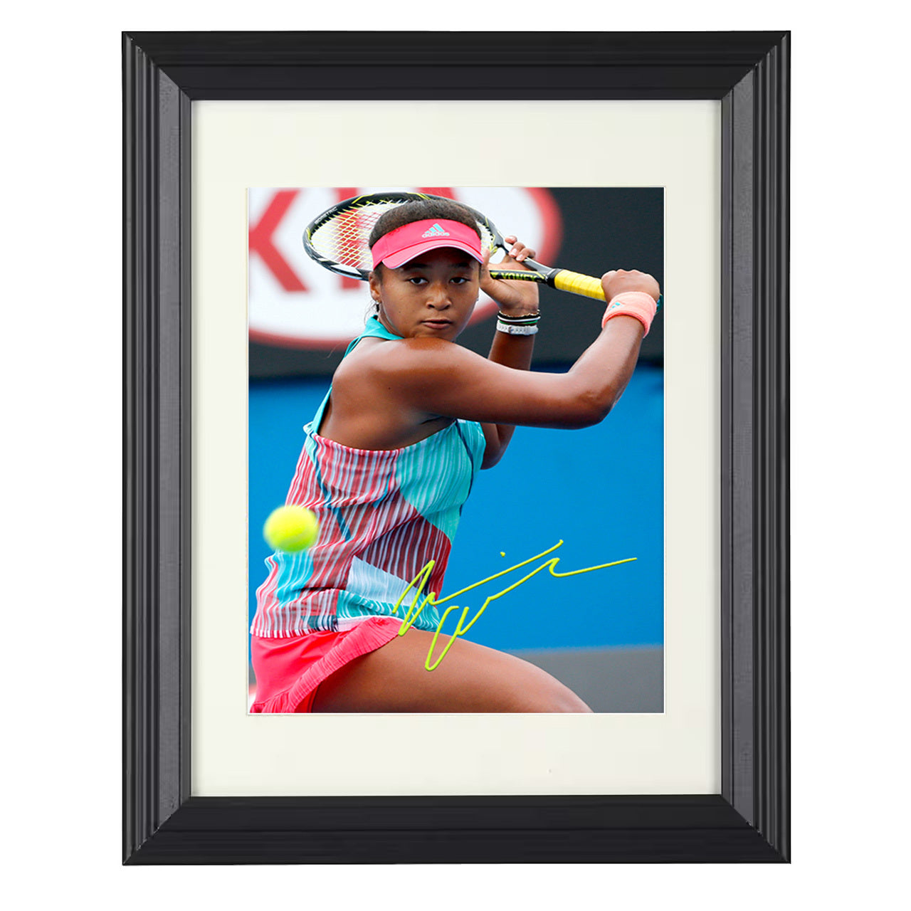 Naomi Osaka – Focused Backhand Stance 8x10 matted black framed tennis wall art
