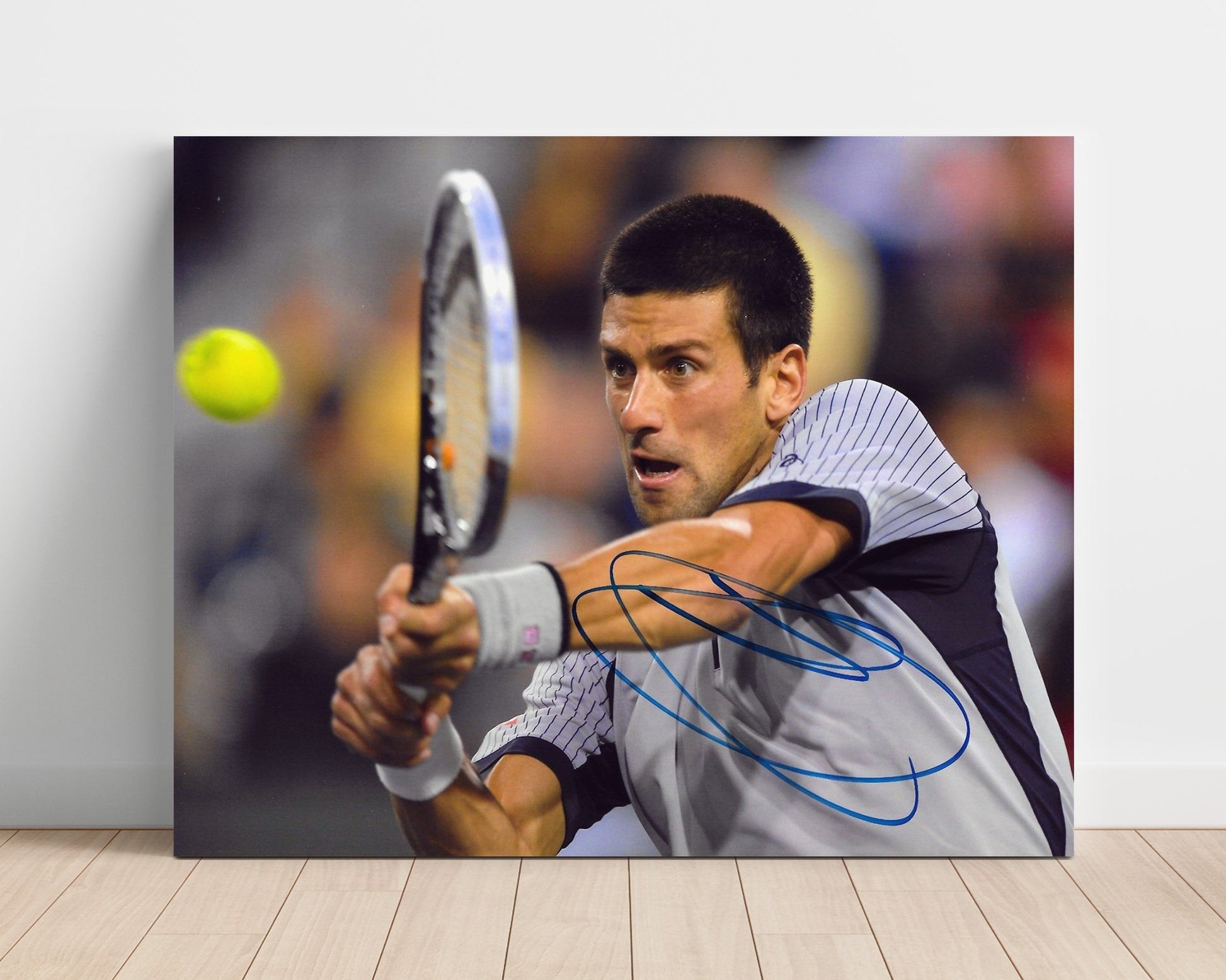 Novak Djokovic - Backhand Return Tennis Wall Art 16x20 Unframed Print wall art print – Tennis Wall Art decor