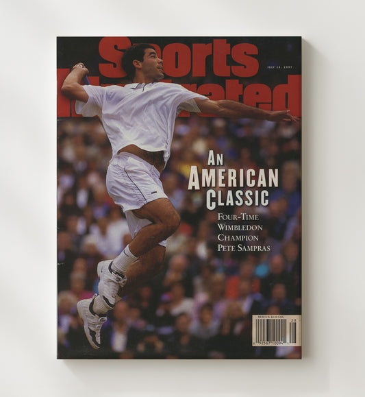 Pete Sampras - 1997 SI Wimbledon Champion Vintage Tennis Wall Art - 8x10 Beveled Frame