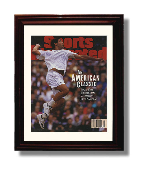 Pete Sampras - 1997 SI Wimbledon Champion Vintage Tennis Wall Art - 8x10 Beveled Frame