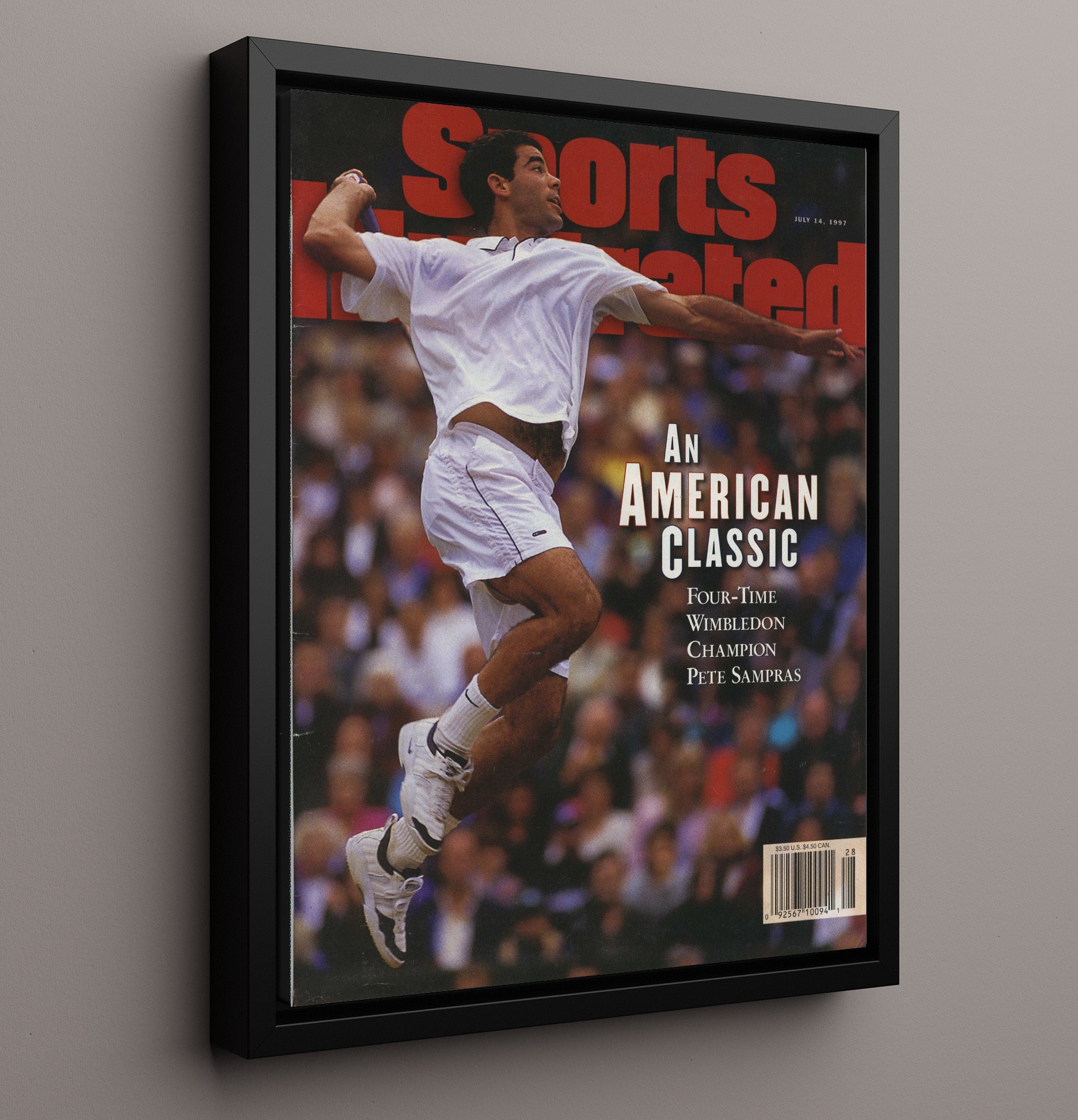 Pete Sampras - 1997 SI Wimbledon Champion Vintage Tennis Wall Art - 16x20 Framed Canvas