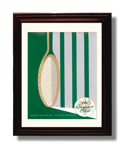 Racquet Club Palm Springs - Desert Stripe Design Tennis Wall Art 8x10 Beveled Frame wall art print – Tennis Wall Art decor