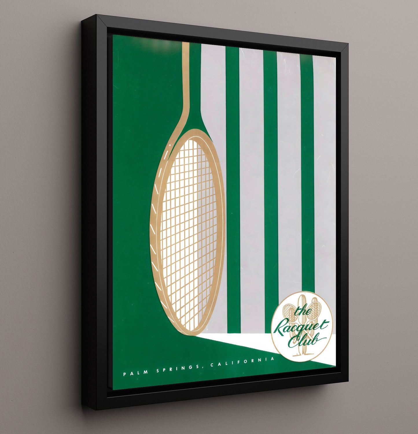 Racquet Club Palm Springs - Desert Stripe Design Tennis Wall Art 16x20 Framed Canvas wall art print – Tennis Wall Art decor