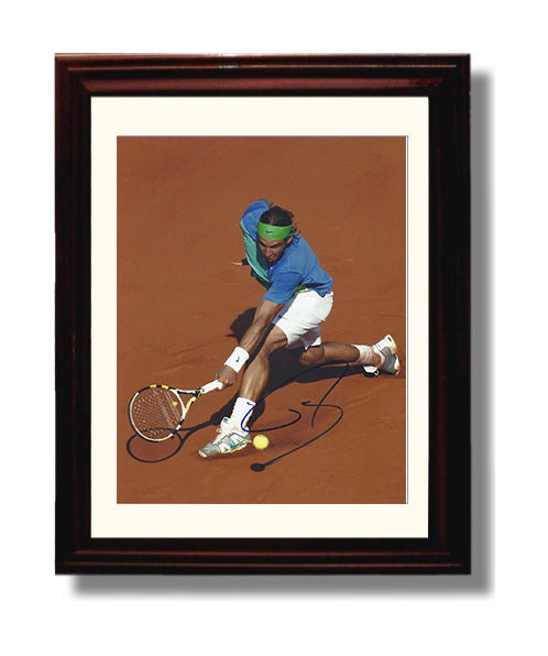 Rafael Nadal - Clay Court Forehand Slide Tennis Wall Art 8x10 Beveled Frame wall art print – Tennis Wall Art decor