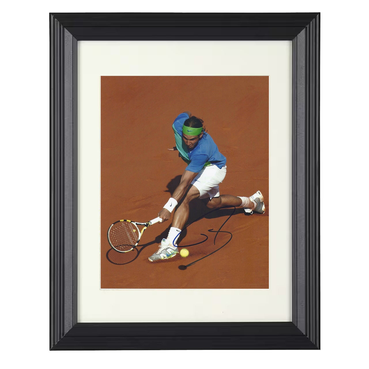 Rafael Nadal – Clay Court Forehand Slide 8x10 matted black framed tennis wall art