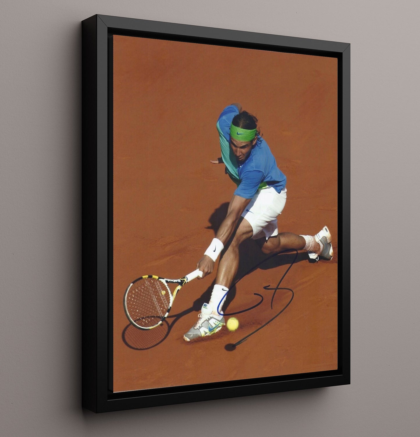 Rafael Nadal - Clay Court Forehand Slide Vintage Tennis Wall Art - 16x20 Framed Canvas