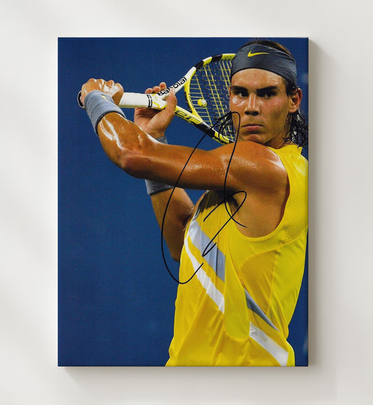 Rafael Nadal - Intense Baseline Focus Vintage Tennis Wall Art - 8x10 Beveled Frame