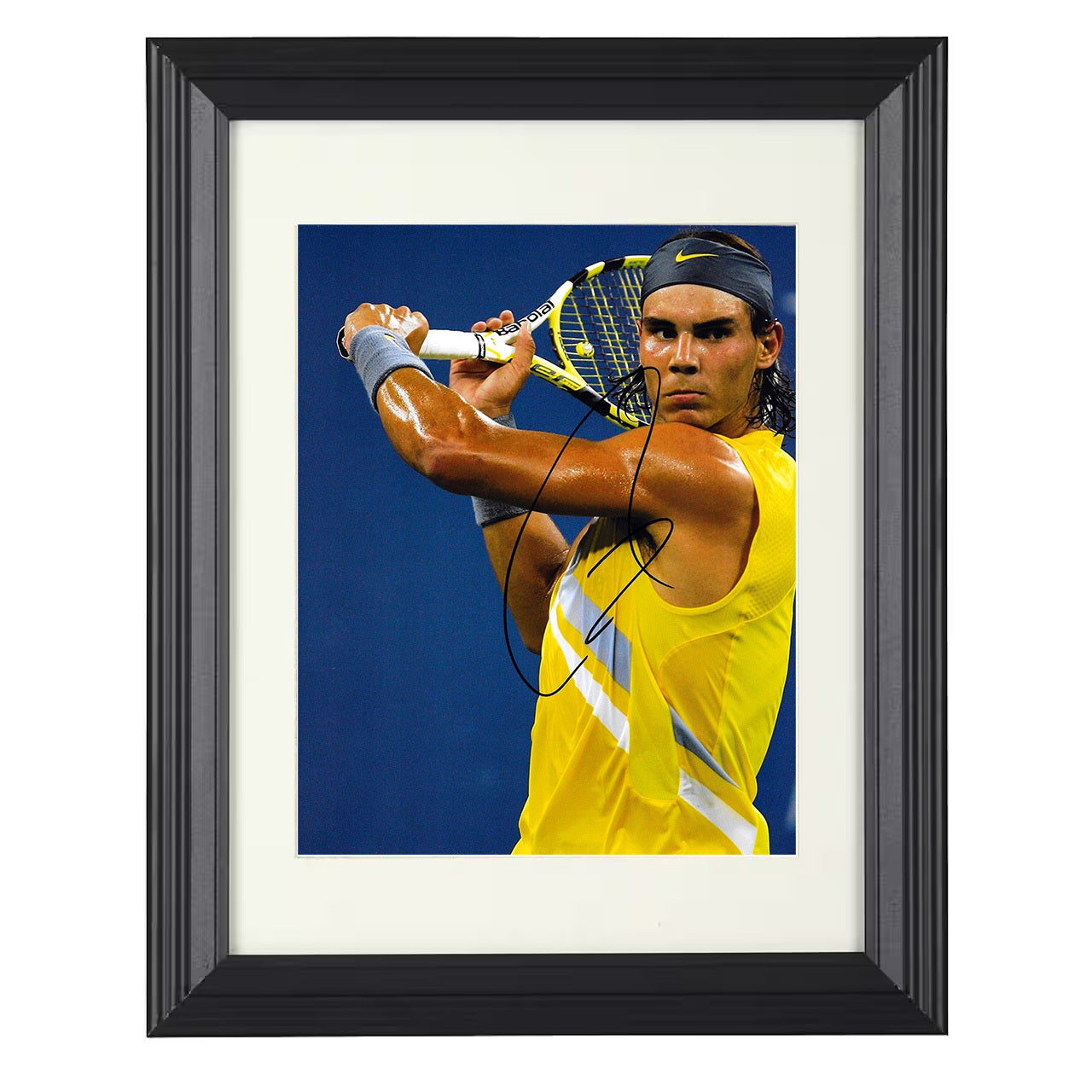 Rafael Nadal – Intense Baseline Focus 8x10 matted black framed tennis wall art