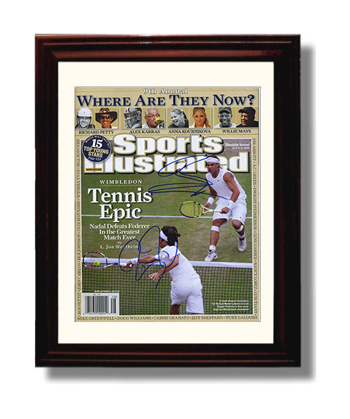 Rafael Nadal vs Roger Federer - 2008 SI Cover Wimbledon Epic Tennis Wall Art 8x10 Beveled Frame wall art print – Tennis Wall Art decor