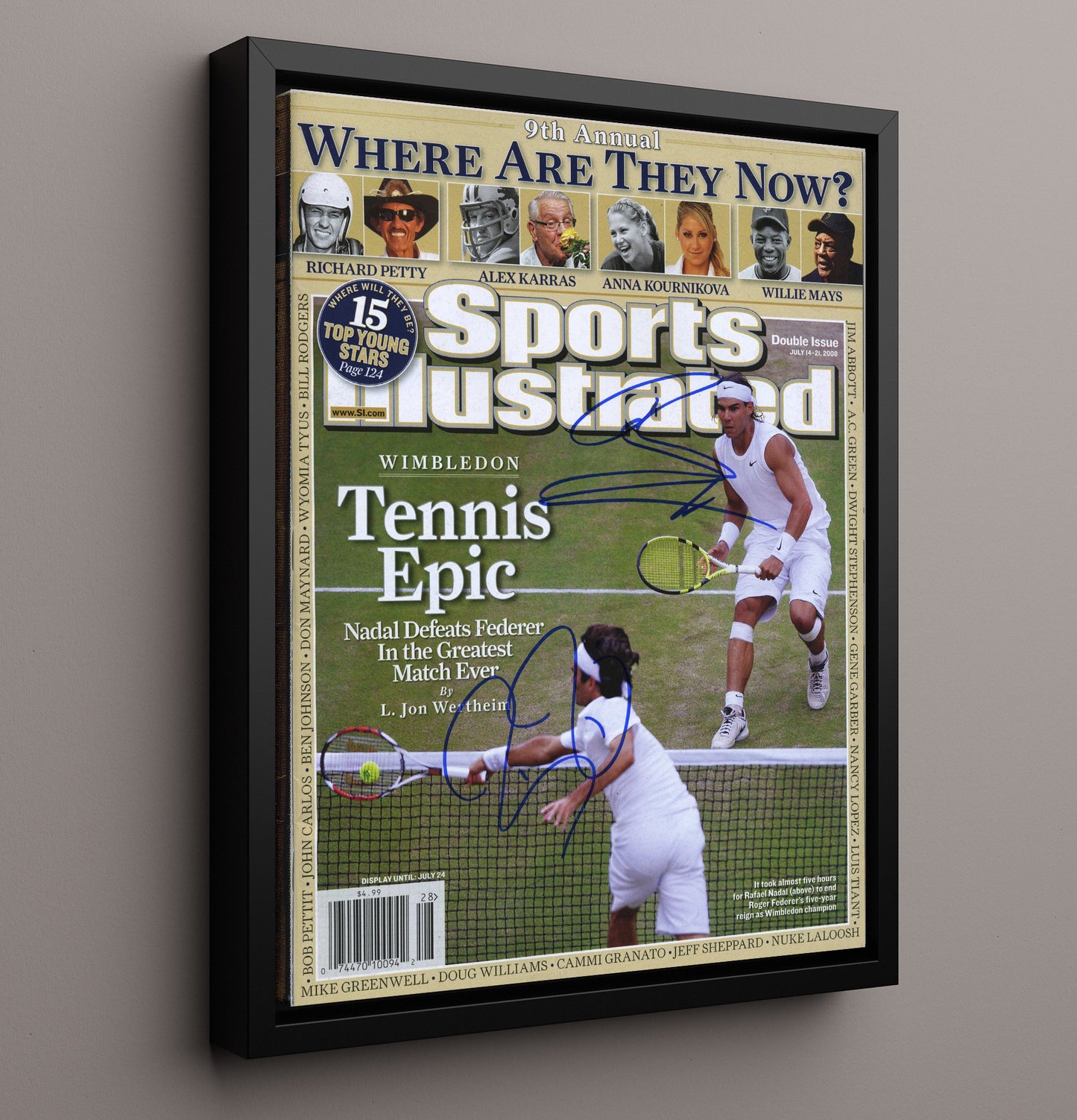 Rafael Nadal vs Roger Federer - 2008 SI Cover Wimbledon Epic Tennis Wall Art 16x20 Framed Canvas wall art print – Tennis Wall Art decor