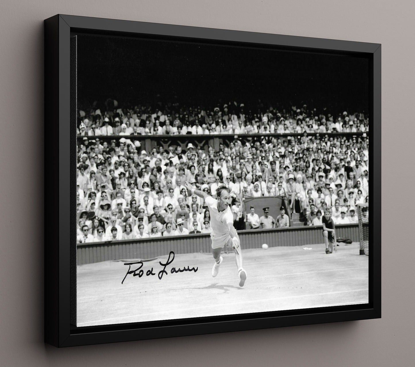 Rod Laver - Australian Open Action Shot Vintage Tennis Wall Art - 16x20 Framed Canvas