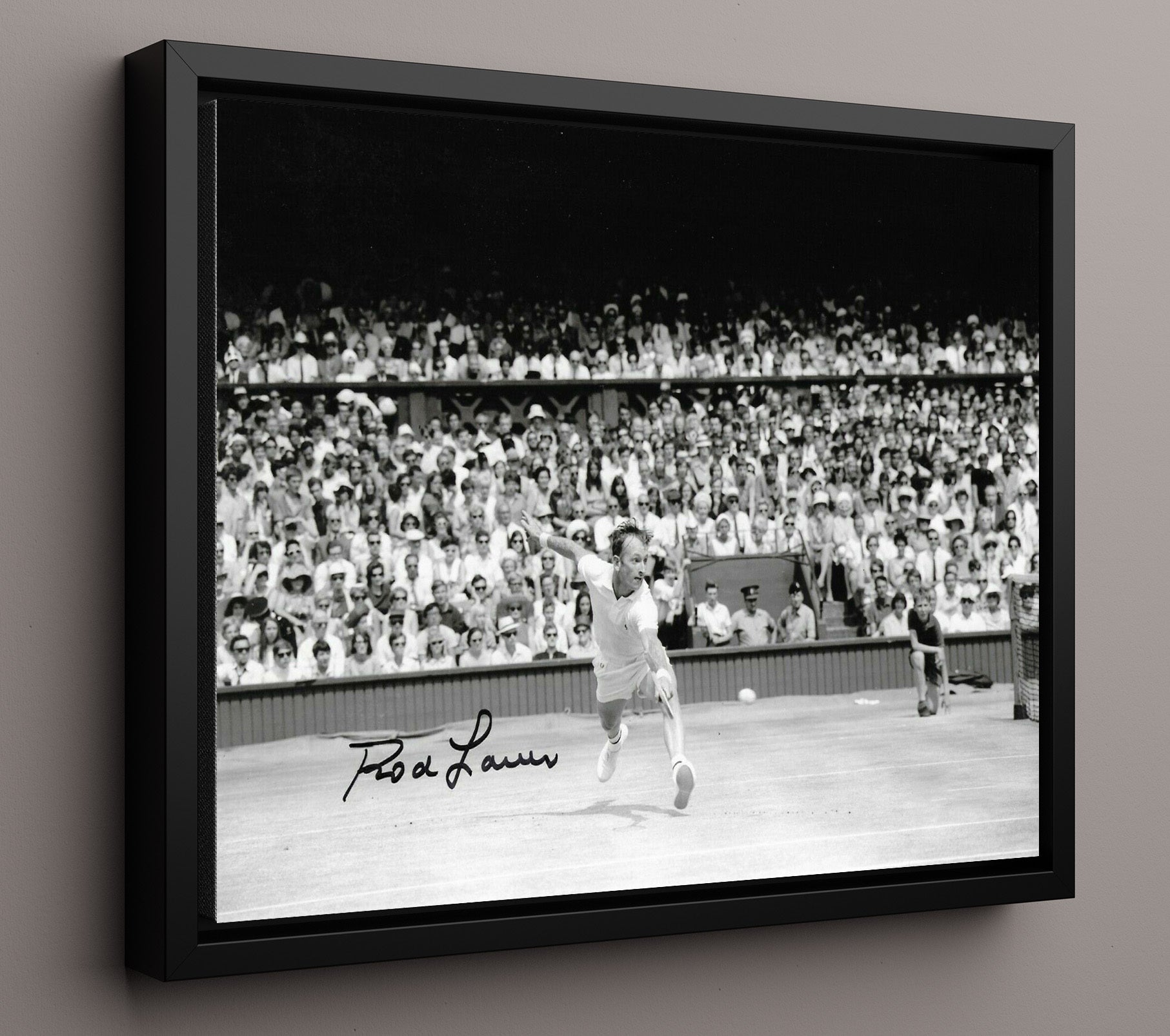 Rod Laver - Australian Open Action Shot Vintage Tennis Wall Art - 16x20 Framed Canvas
