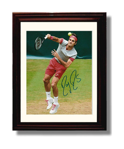 Roger Federer - Grass Court Serve Motion Tennis Wall Art 8x10 Beveled Frame wall art print – Tennis Wall Art decor