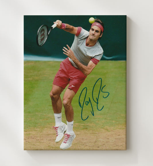 Roger Federer - Grass Court Serve Motion Vintage Tennis Wall Art - 8x10 Beveled Frame