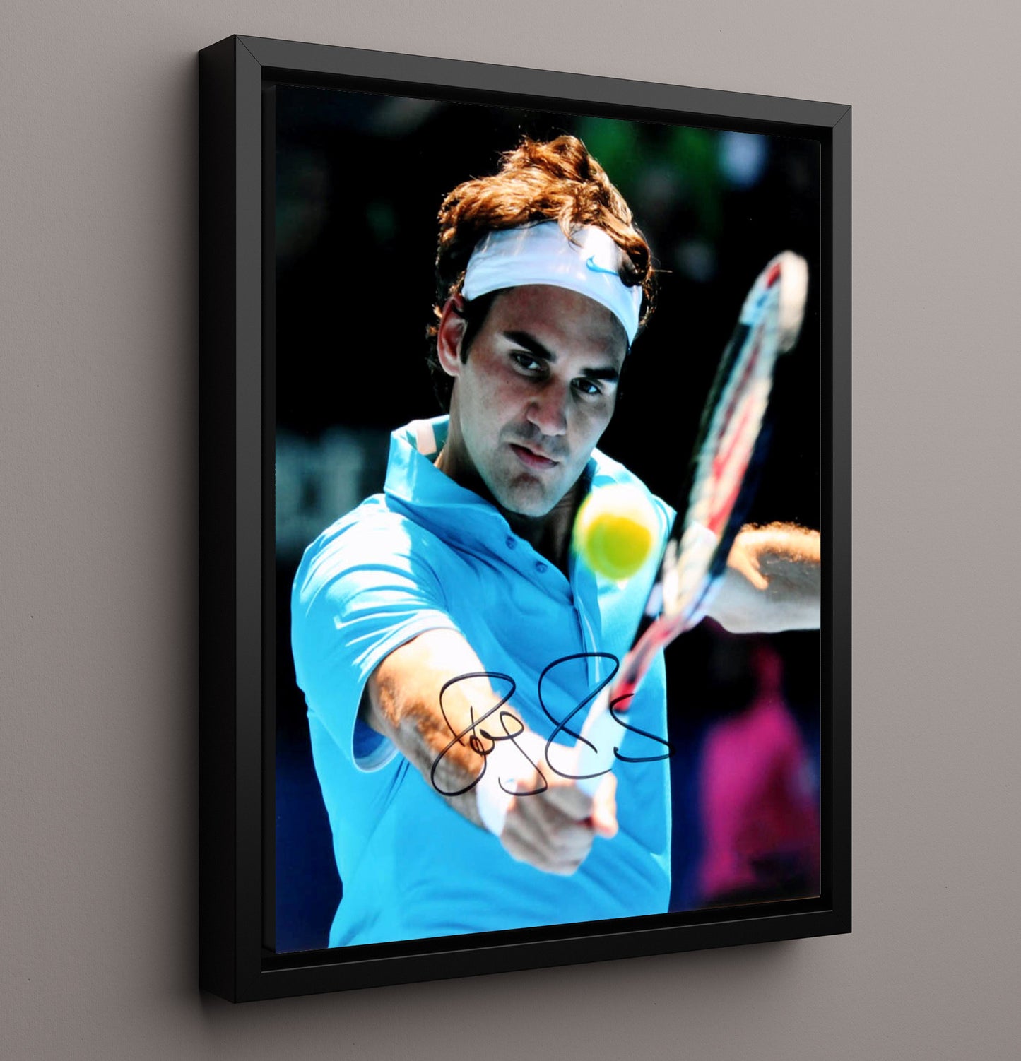 Roger Federer - Smooth Backhand Precision Tennis Wall Art 16x20 Framed Canvas wall art print – Tennis Wall Art decor