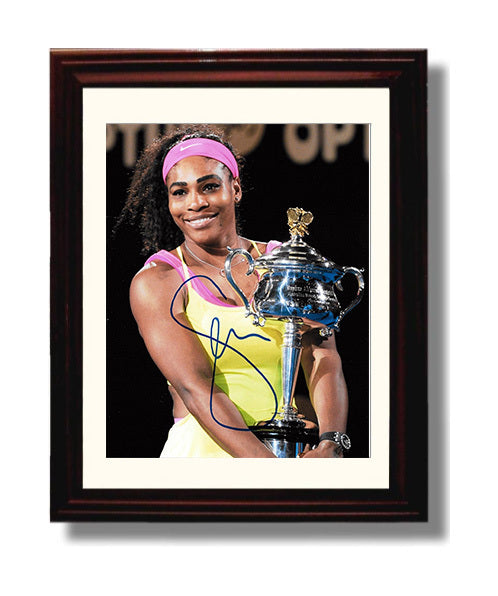 Serena Williams - Grand Slam Trophy Celebration Vintage Tennis Wall Art - 8x10 Beveled Frame