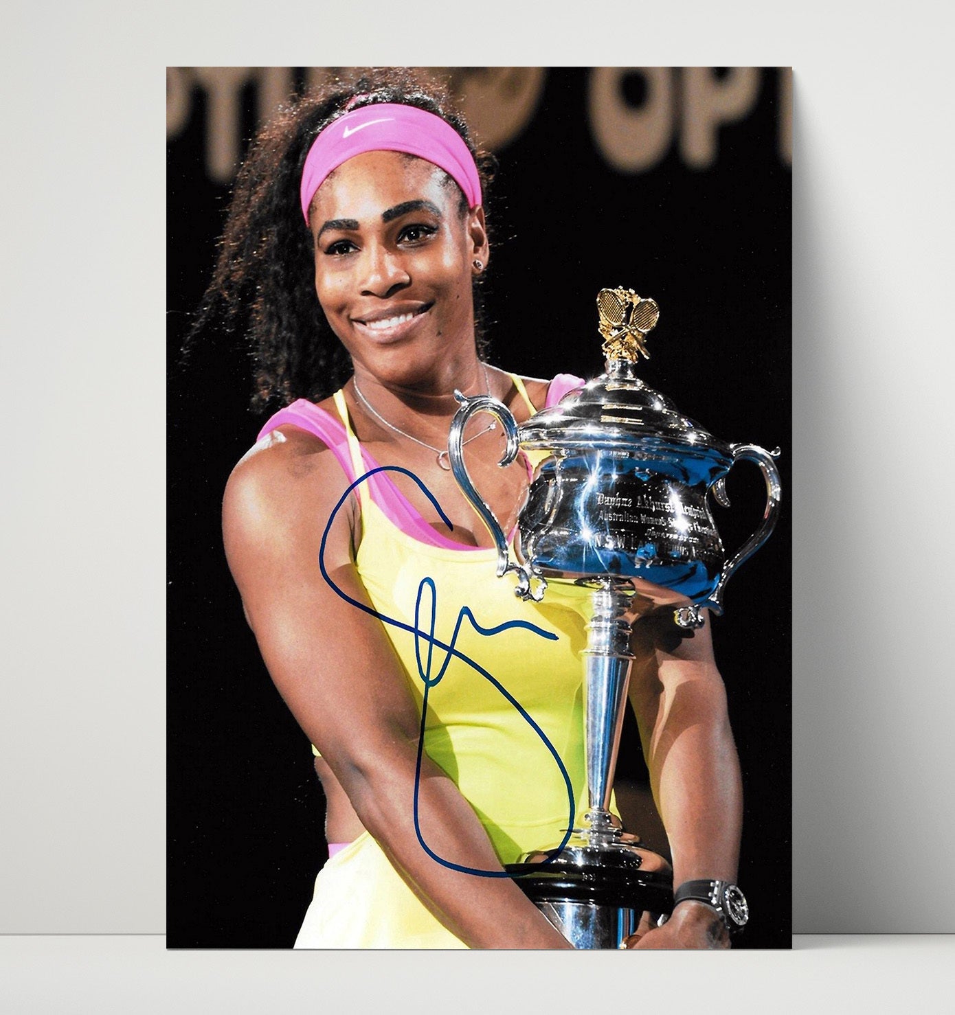 Serena Williams - Grand Slam Trophy Celebration Vintage Tennis Wall Art - 16x20 Unframed Print