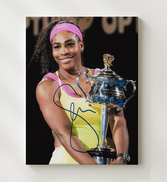 Serena Williams - Grand Slam Trophy Celebration Vintage Tennis Wall Art - 8x10 Beveled Frame