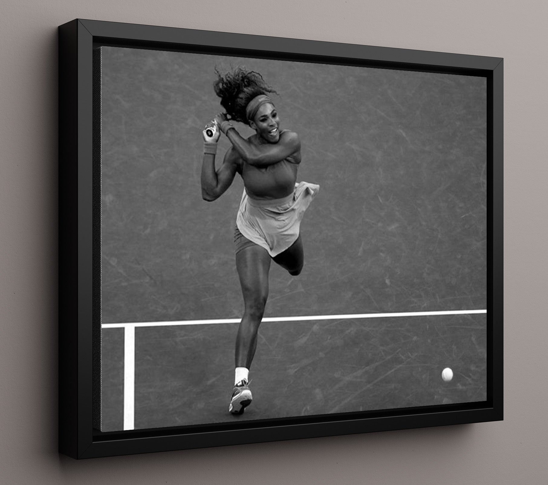 Serena Williams - Overhead Action Shot Vintage Tennis Wall Art - 16x20 Framed Canvas