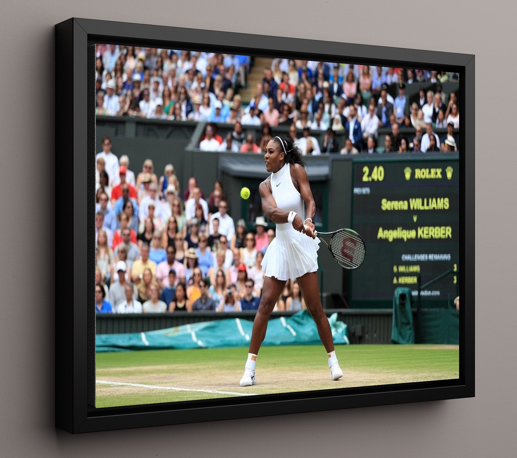 Serena Williams - Wimbledon Championship Match Tennis Wall Art 16x20 Framed Canvas wall art print – Tennis Wall Art decor