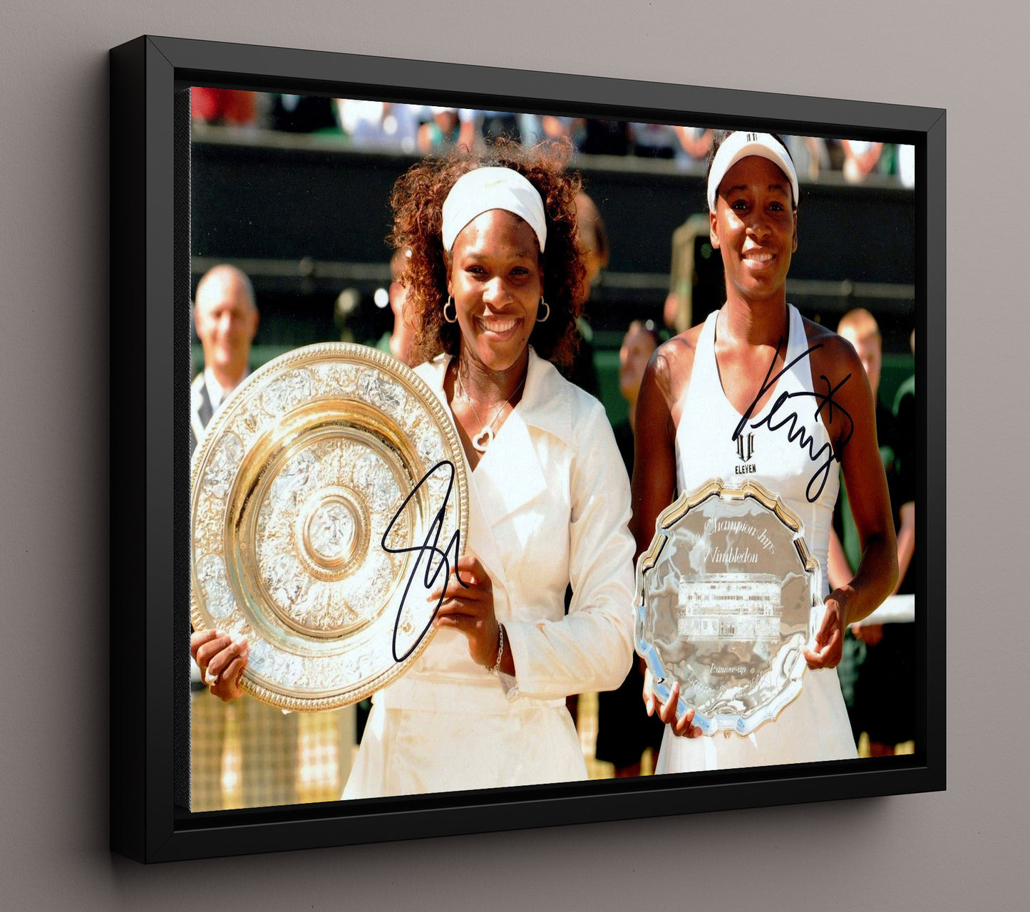Serena Williams and Venus Williams - Wimbledon Sister Champions Tennis Wall Art 16x20 Framed Canvas wall art print – Tennis Wall Art decor