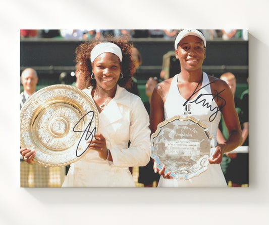 Serena Williams and Venus Williams - Wimbledon Sister Champions Vintage Tennis Wall Art - 8x10 Beveled Frame