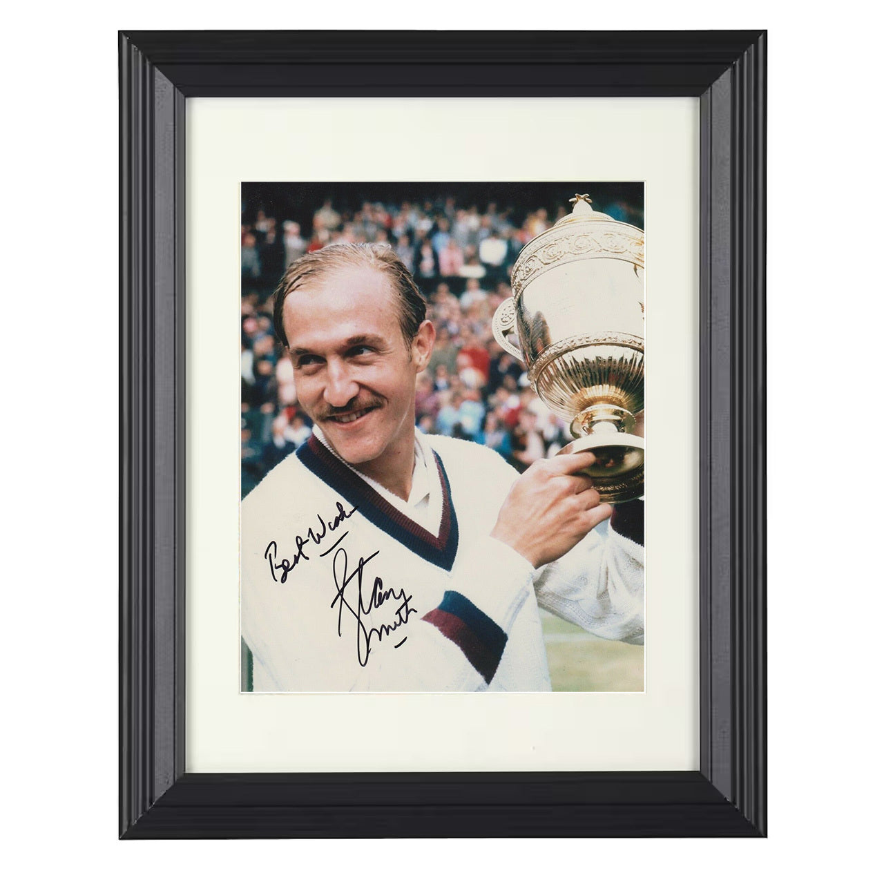 Stan Smith – Wimbledon Trophy Celebration 8x10 matted black framed tennis wall art