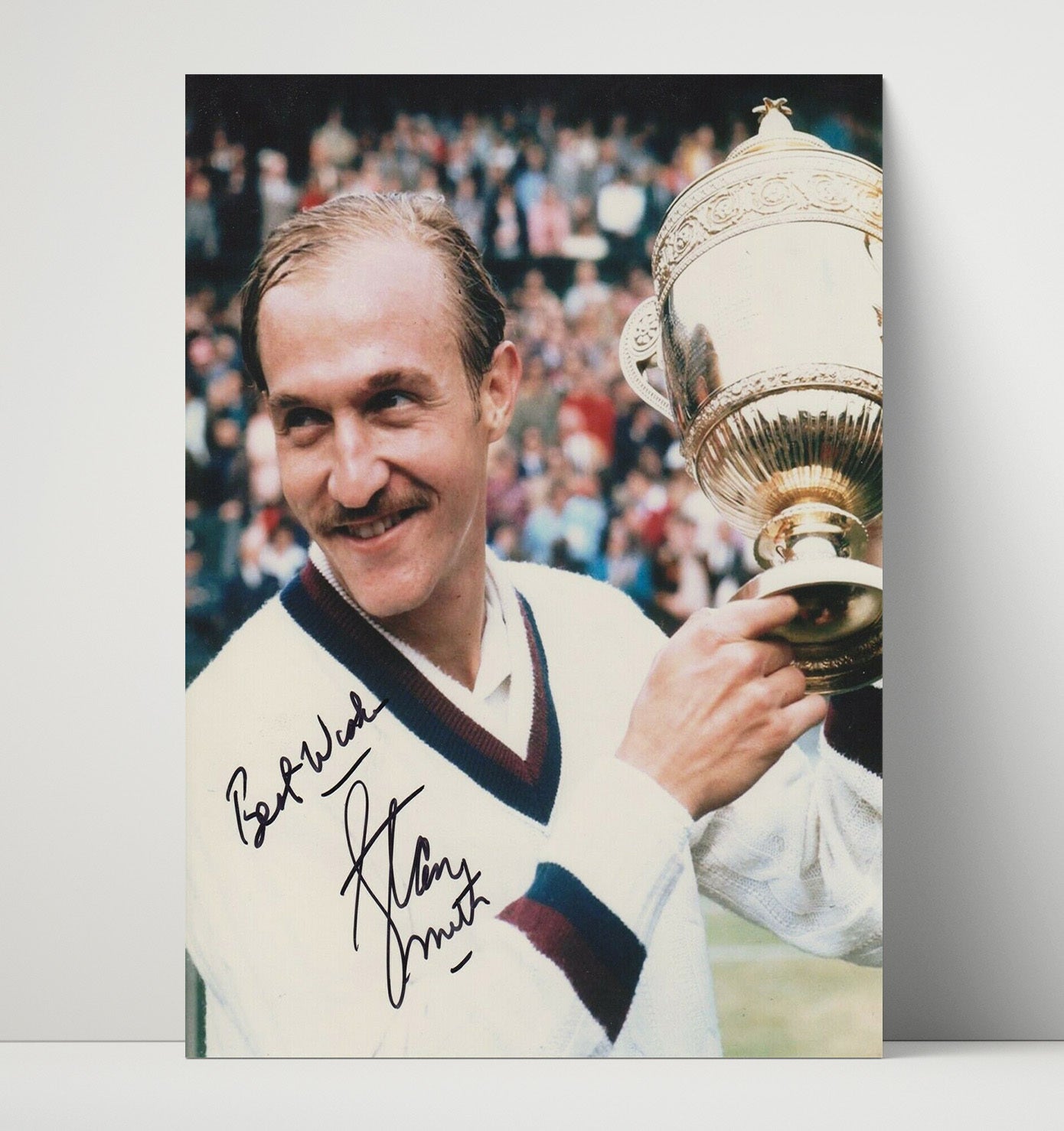Stan Smith - Wimbledon Trophy Celebration Vintage Tennis Wall Art - 16x20 Unframed Print