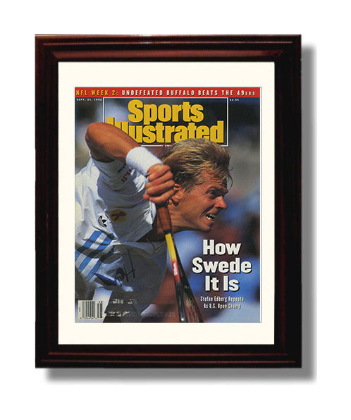 Stefan Edberg - 1992 SI US Open Champion Tennis Wall Art 8x10 Beveled Frame wall art print – Tennis Wall Art decor