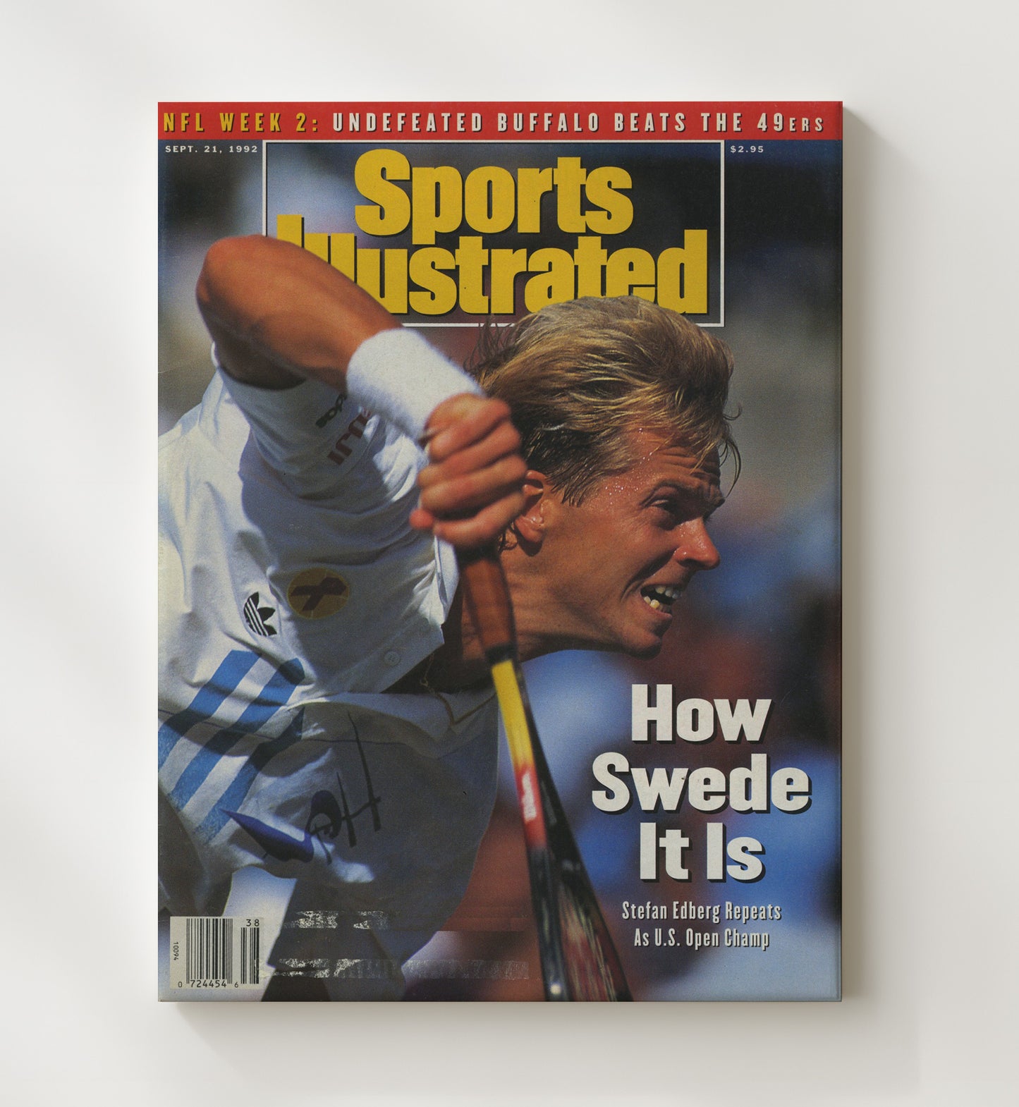 Stefan Edberg - 1992 SI US Open Champion Vintage Tennis Wall Art - 20x24 Canvas