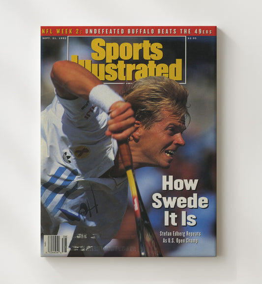 Stefan Edberg - 1992 SI US Open Champion Vintage Tennis Wall Art - 8x10 Beveled Frame
