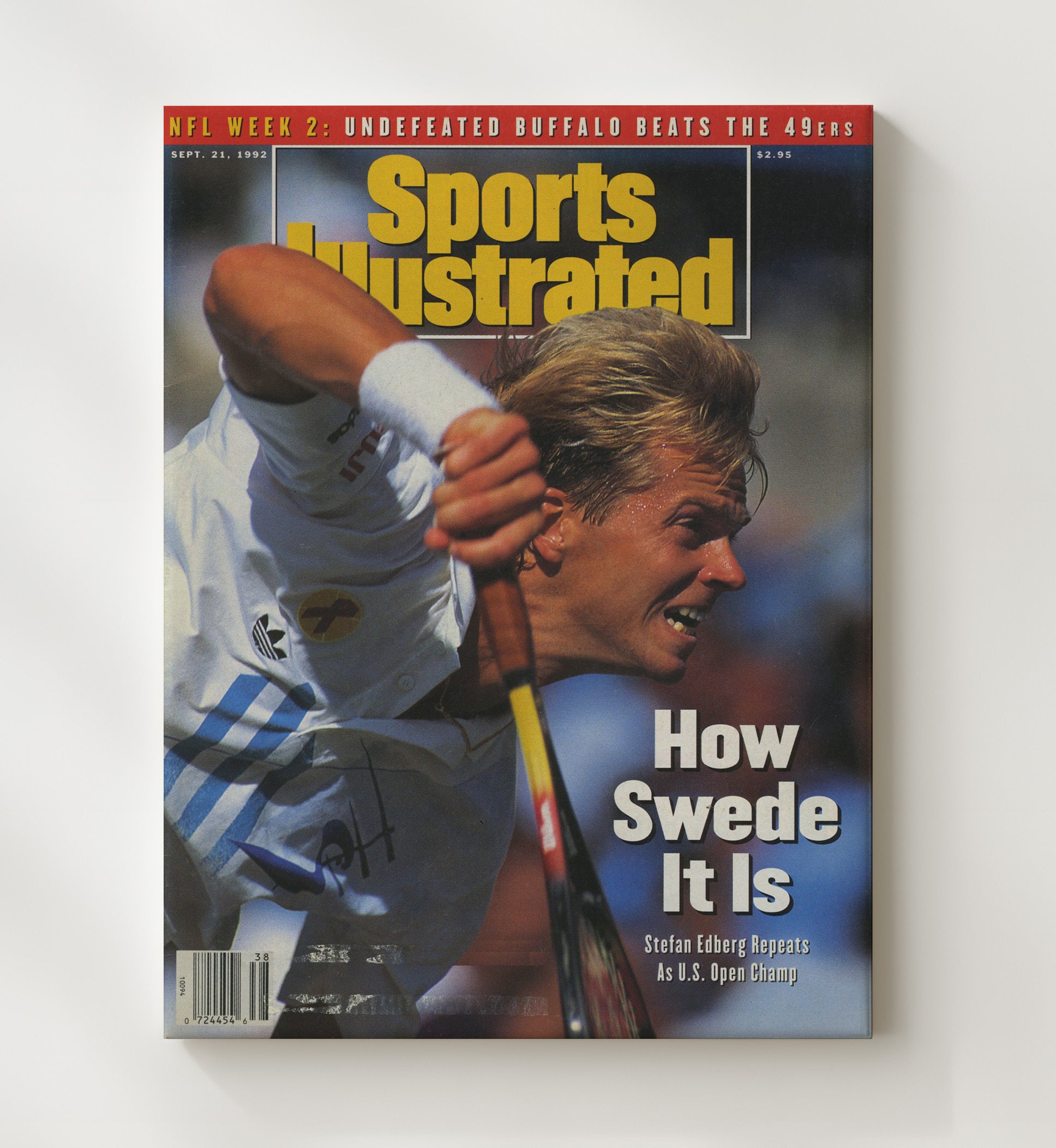 Stefan Edberg - 1992 SI US Open Champion Tennis Wall Art 20x24 Canvas wall art print – Tennis Wall Art decor