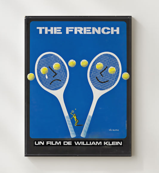 The French Film - William Klein Graphic Poster Vintage Tennis Wall Art - 8x10 Beveled Frame