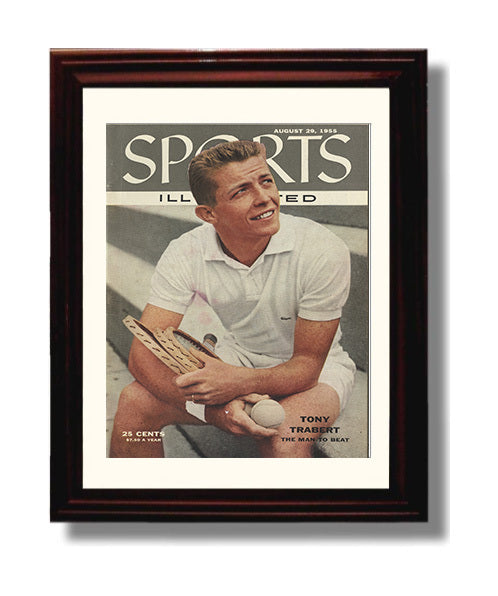 Tony Trabert - 1955 SI Cover Tennis Wall Art 8x10 Beveled Frame wall art print – Tennis Wall Art decor