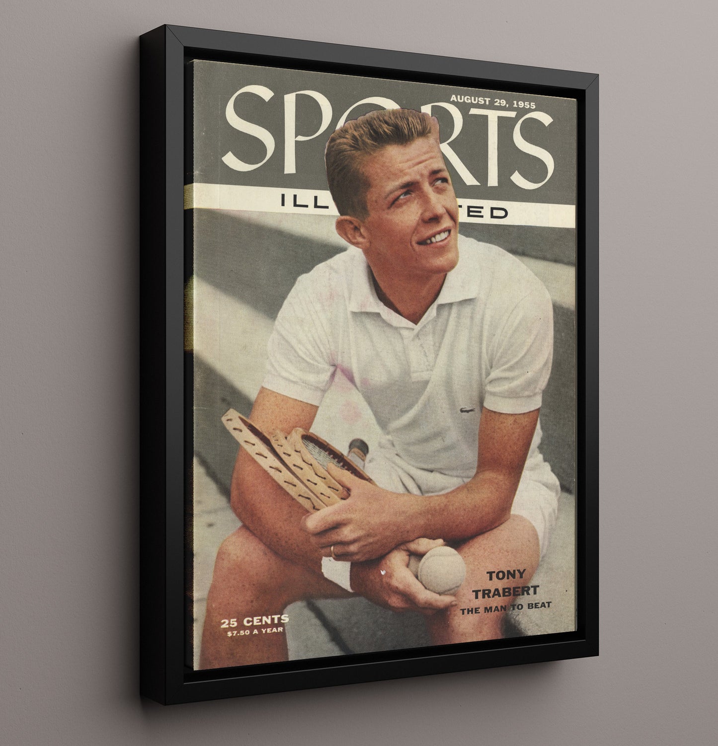 Tony Trabert - 1955 SI Cover Tennis Wall Art 16x20 Framed Canvas wall art print – Tennis Wall Art decor