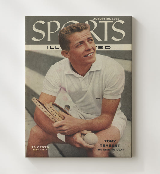 Tony Trabert - 1955 SI Cover Vintage Tennis Wall Art - 8x10 Beveled Frame