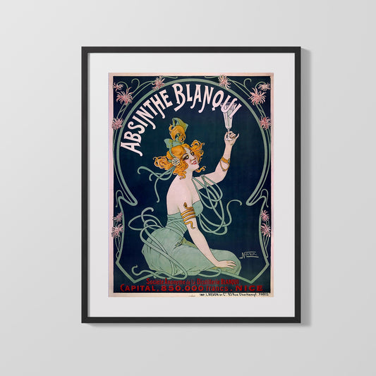 Vintage Advertisement Poster - Absinthe Blanqui - Drink of the green fairy Vintage Advertising Vintage Framed Prints Gallery Frame 16x20