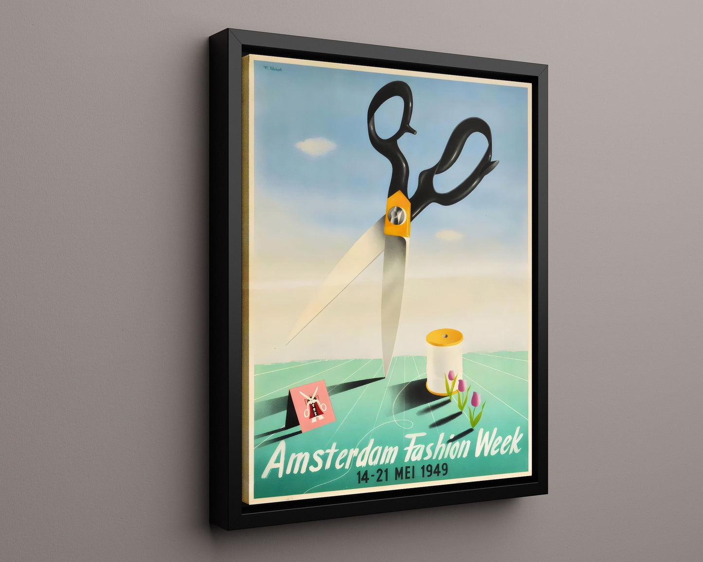 Vintage Advertisement Poster - Amsterdam Fashion Week 1949 - Where style cuts sharp 20x24 Canvas vintage advertising wall art print – Vintage Advertising decor